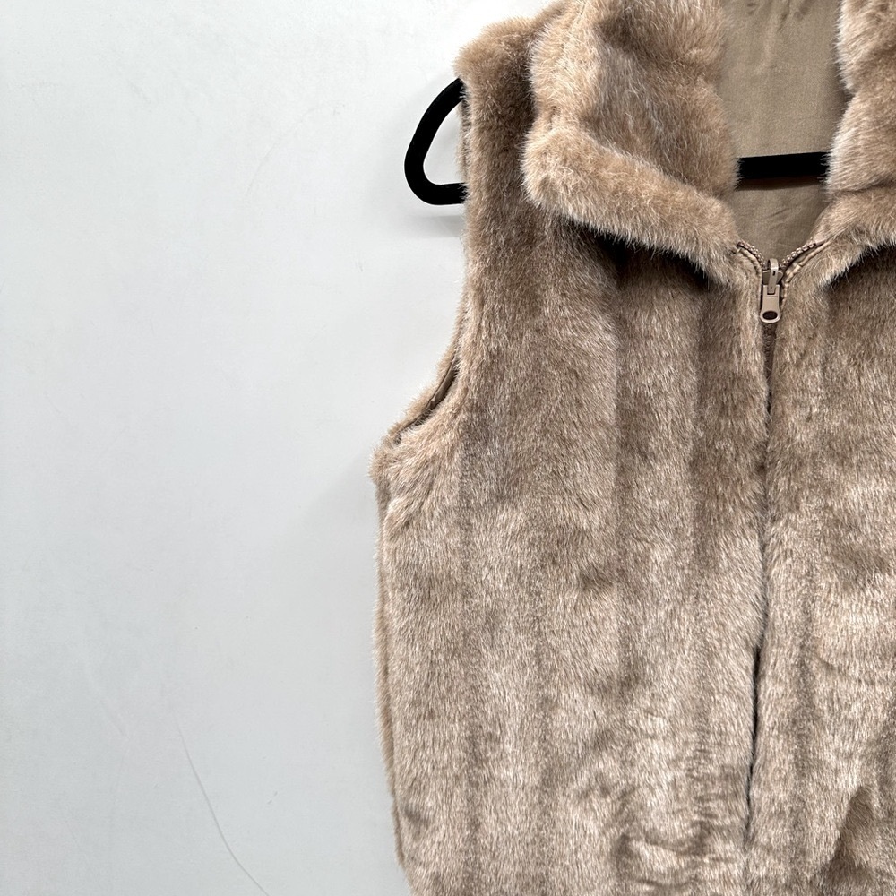 Y2K FAUX FUR M Zip bohemian neutral shabby chic woman no brand trending vest - Picture 3 of 10